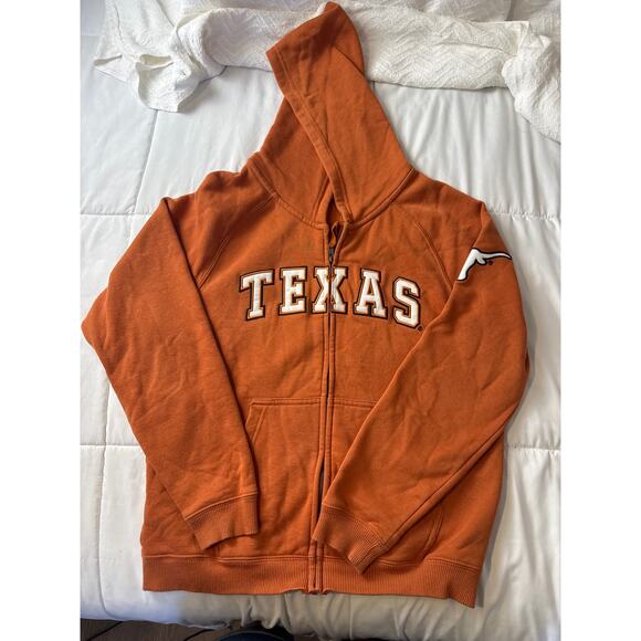 Texas Longhorns Hoodie Youth L Colosseum Athletics Burnt Orange Fleece Zip Up - Picture 2 of 8